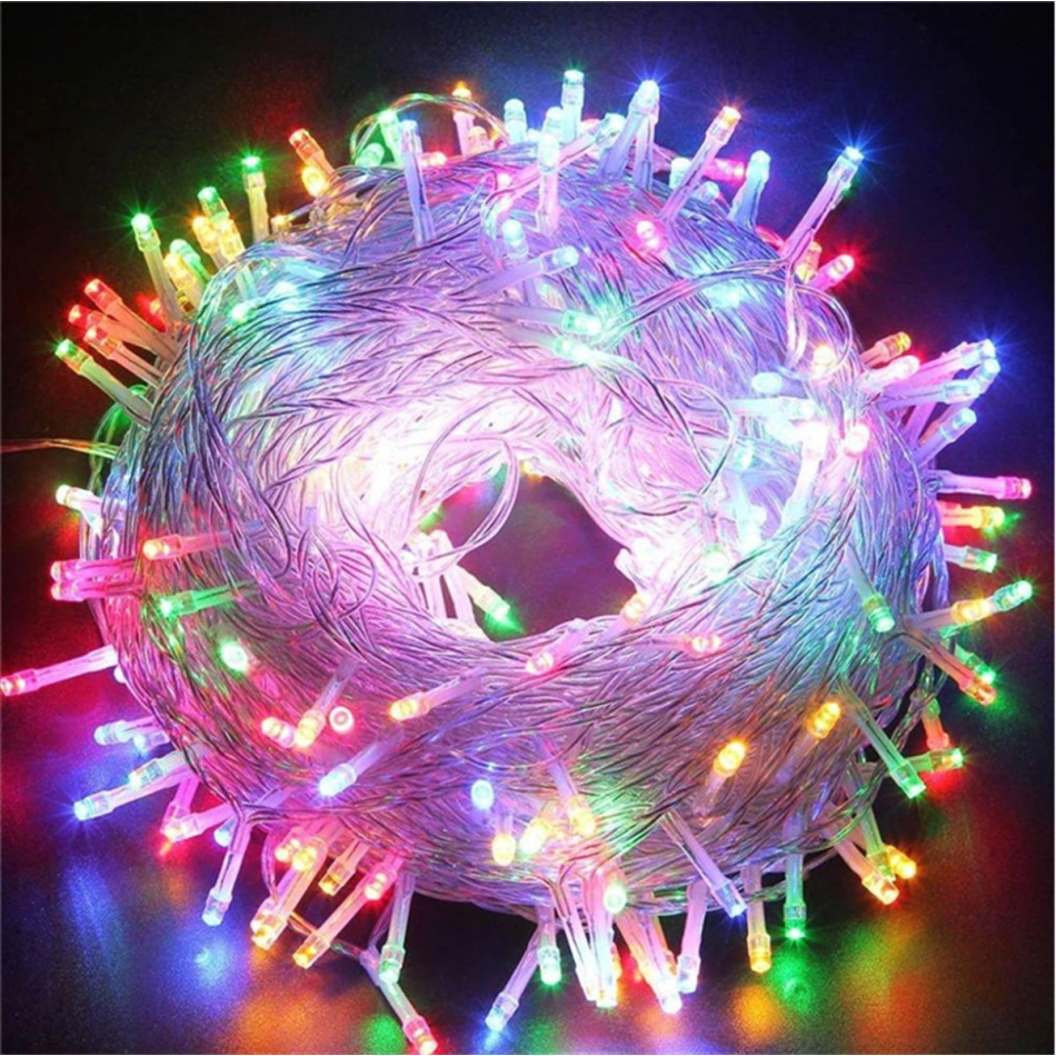 10m 100 Led Boncuk Lamba RGB Işık Şeffaf kablo MZ-18-1