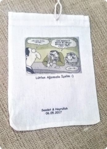 50 Adet İsme Özel Baskılı Ham Bez / Çuval Kese ( 10x15 cm)
