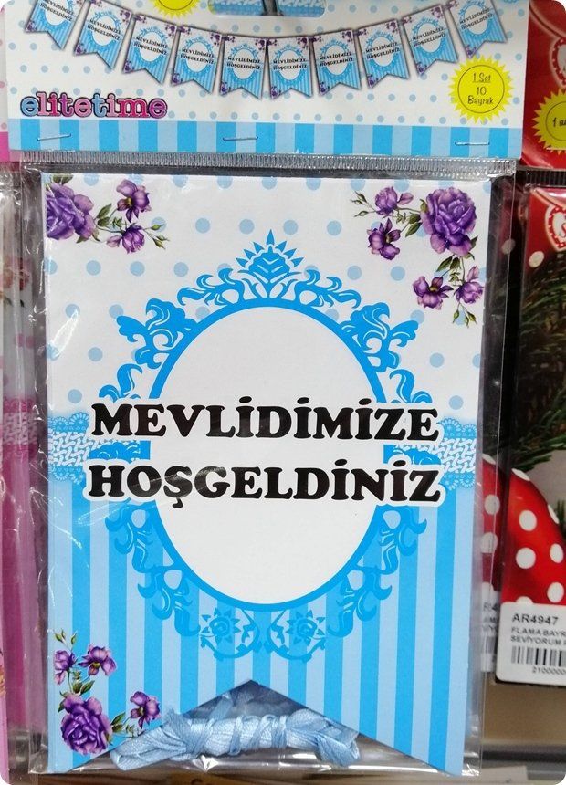 FLAMA MEVLİDİMİZE HOŞGELDİNİZ ÇİFT TARAFI BASKILI MAVİ