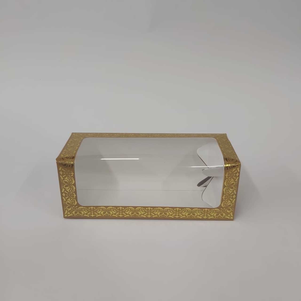 8X8X21 Cm Altın Yaldızlı Pencereli Hediyelik Havlu Kutu