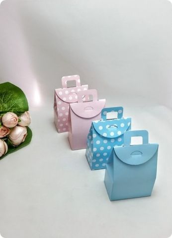 50 Li Selefonlu Karton Mini Bebek Şekeri Çanta (Mavi)