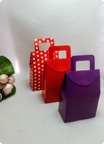 50 Li Selefonlu Karton Mini Hediyelik Çanta (Kırmızı Puanlı)
