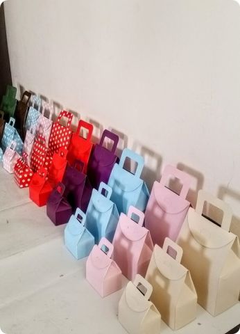 50 Li Selefonlu Karton Minik Çanta (Krem)
