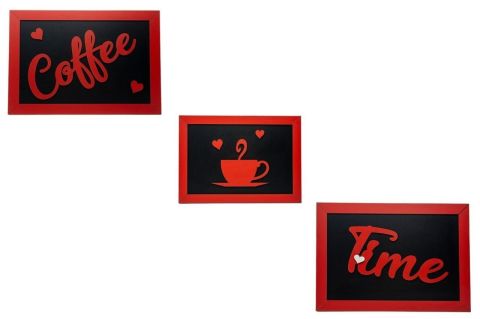 Coffee Time Üçlü Set Duvar Süsü