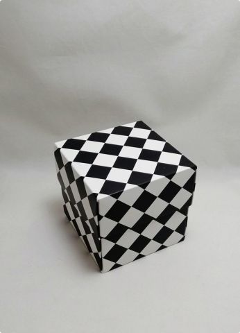10x10x10 cm Siyah / Beyaz Damalı Komple Karton Kutu