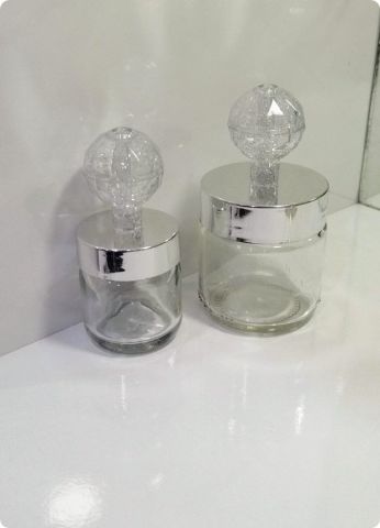 20 li Pvc Kristal Tepelikli Cam Kavanoz Hurmalık / Şekerlik
