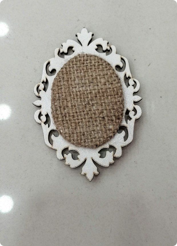 Ahşap çuval mıknatıslı süs (Kenarı desenli)