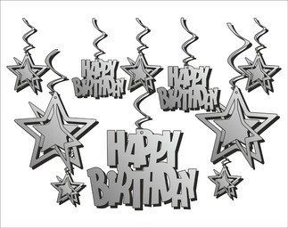 ORTA SÜS 3 BOYUTLU HAPPY BIRTHDAY GÜMÜŞ