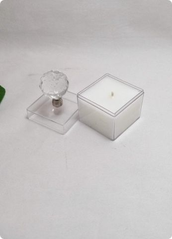 12 li Kristal Tepeli Mumlu Mika Küp Kutu (5x5x5 cm)