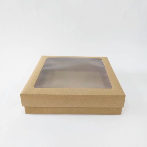 20x20x5 cm Asetat Pencereli Kraft Karton Kutu