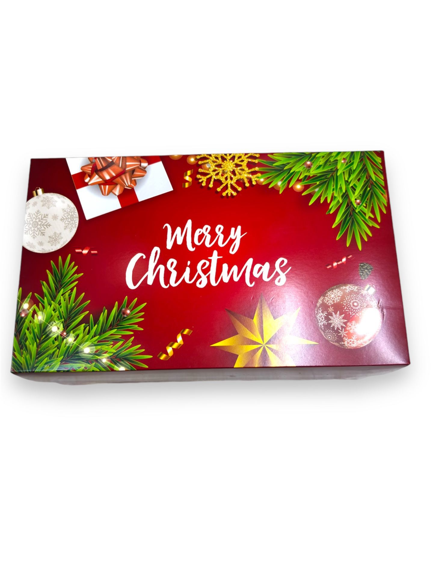 25x15x10 Cm Kırmızı Merry Chiristmas Yazılı Hediye Karton Kutu