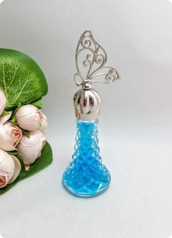 12 Adet Metalize Kelebek Tepelikli Kristalize Şişe