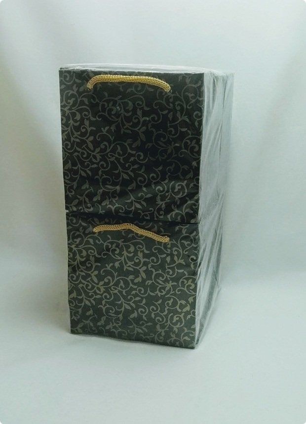 50 Li 11x11 Cm Siyah Zeminli Sarmaşık Desenli Karton Çanta/Poşet