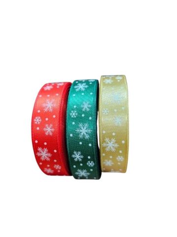 2 Cm (20 Mt.) Yılbaşı Kar Taneli Saten Kurdele