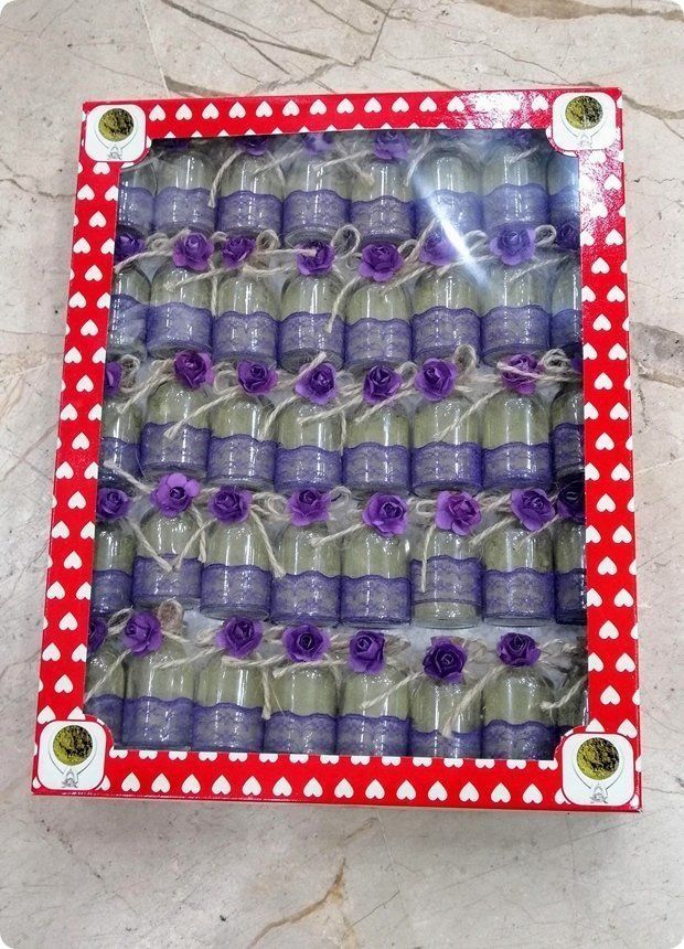 40 Adet İçi kınalı çiçekli 25 cc Süslü şişe