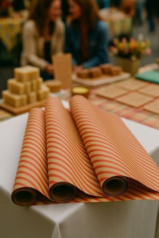 10 lu Kraft Kırmızı (Verev çizgili) Hediye Pakedi / Buket Kağıdı