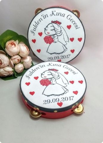 Kına Gecesi  Zilli Sticker Baskılı Tef