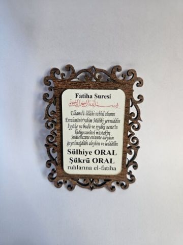 İsme Özel Çift Kat Ahşap Fatiha Baskılı Magnet