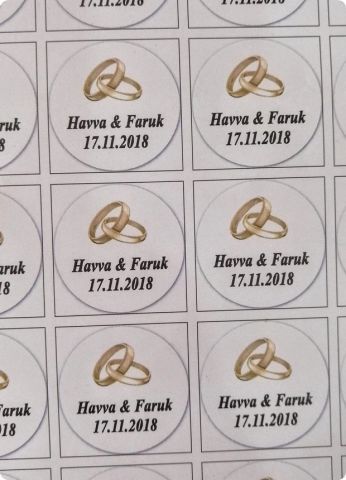 Alyans Nikah Yuvarlak etiket 1 Sayfa(54 adet)