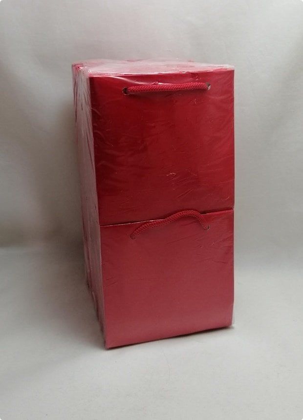 50 Li Kırmızı Kına Hediyelik Karton Çanta 11x11 Cm
