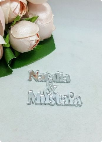 Gelin Damat İsim Yazılı Pleksi Ayna Nişan, Nikah Şekeri Etiket