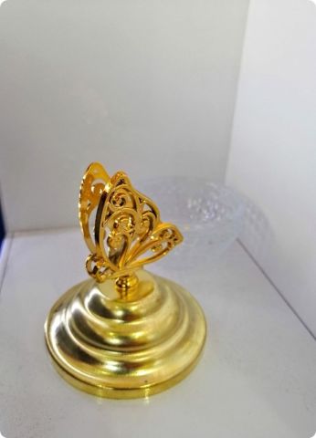 20 Adet Metal Kubbe ve Kelebek Tepelikli Kristalize Cam Kase-Lokumluk