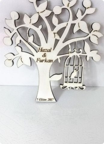 İsim Yazılı Ahşap Kafesli Ağaç (Lazer Kesim)