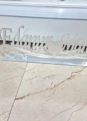 Sarmaşık Nişan,Nikah Masa üstü Pleksi Ayna İsimlik
