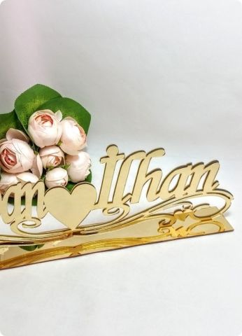 Sarmaşık Nişan,Nikah Masa üstü Pleksi Ayna İsimlik