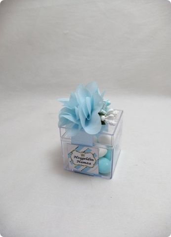 5x5x5 cm süslü mika kutu bebek şekeri