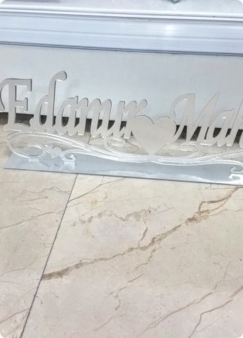 Desenli Pleksi Ayna İsimlik (Söz,Nişan,Nikah Masası)
