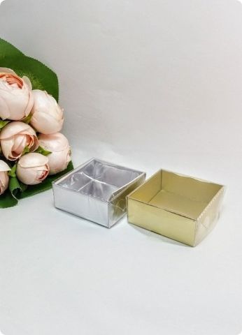 50 li 6x6x3 cm Altı Karton, Üstü Asetat/Şeffaf Kapaklı Kutu