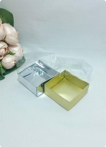 50 li 6x6x3 cm Altı Karton, Üstü Asetat/Şeffaf Kapaklı Kutu