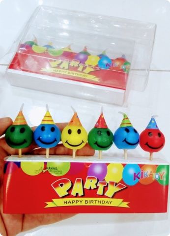6 lı Gülen Yüz Pasta Mumları