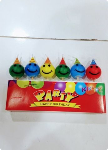 6 lı Gülen Yüz Pasta Mumları