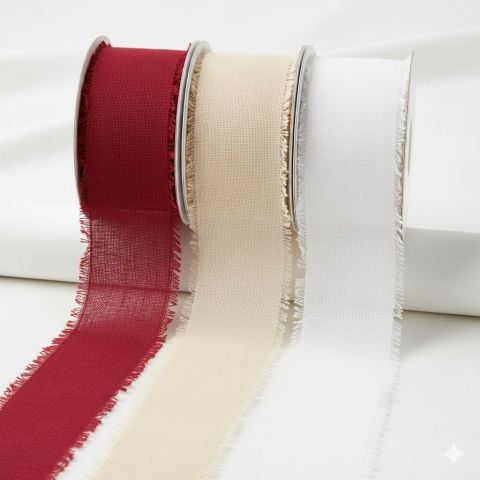 25mm 5mt ipek kurdele & püskül kenarlı ipek kurdele