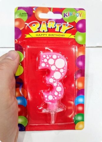 3 Yaş Puanlı Doğum Günü Pasta Mumları