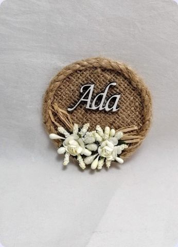 İsim yazılı Çuval Yuvarlak Magnet (Söz, Nişan, Nikah, Şekeri)