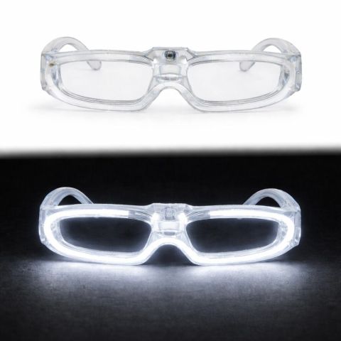 Beyaz LED Işıklı Parti Gözlüğü 3 Modlu – Glow & Gece Eğlence Gözlüğü