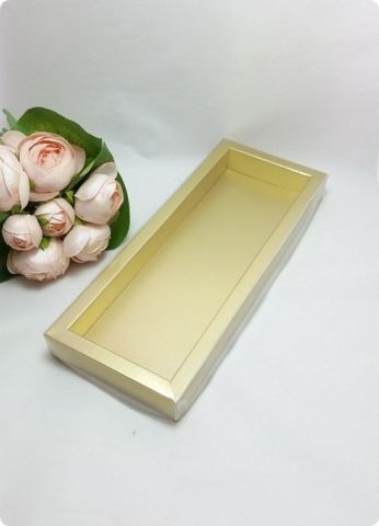 10x28 cm Altı Karton, Üstü Asetat/Şeffaf Kapaklı Diktörtgen Kutu 15 Li
