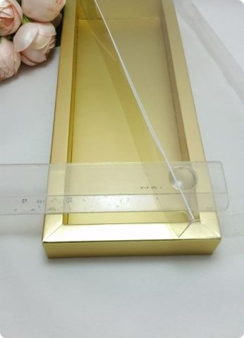 10x28 cm Altı Karton, Üstü Asetat/Şeffaf Kapaklı Diktörtgen Kutu 15 Li