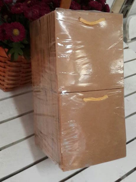 50 Li 11x11 Cm (Pembe,Mavi,Kraft) Körüklü Karton Çanta