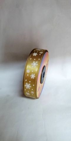 2 Cm (20 Mt.) Yılbaşı Kar Desenli Saten Kurdele