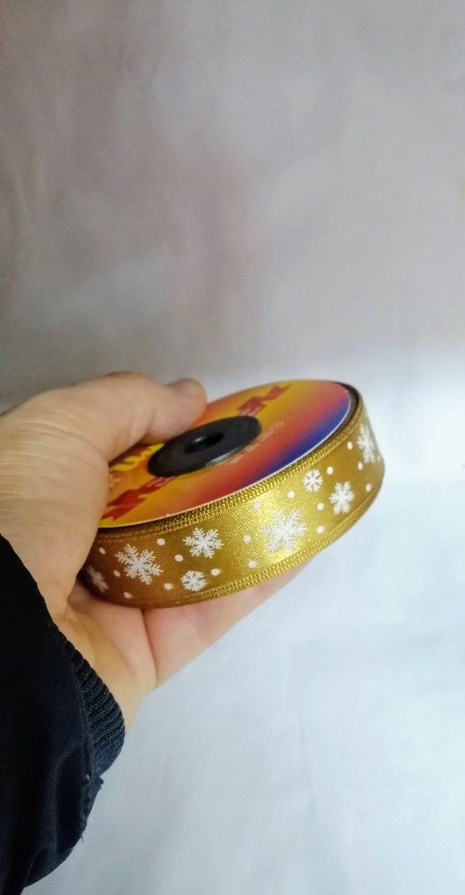 2 Cm (20 Mt.) Yılbaşı Kar Desenli Saten Kurdele