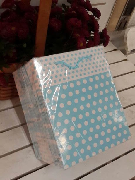 25 Li 14x17 Cm (Beyaz,Mavi ,Kraft,Altın) Körüklü Karton Çanta