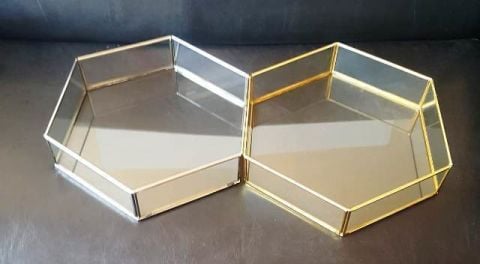 34 cm Altıgen Kenarları metal tepsi