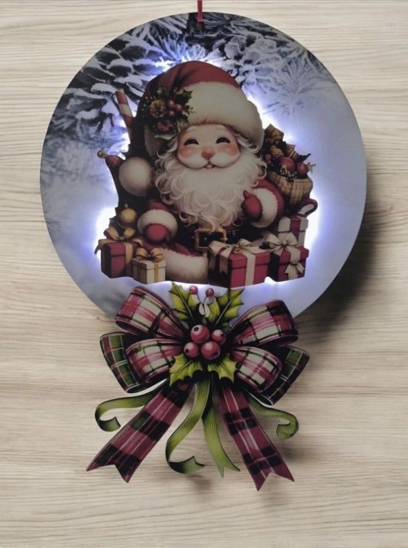 Led ışıklı Noel babalı Yılbaşı Kapı süsü