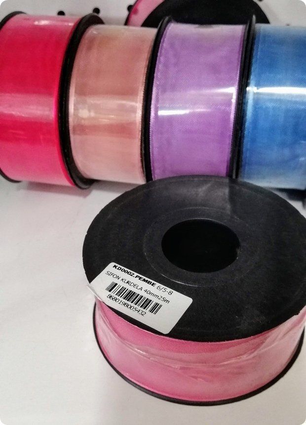 4 cm Şifon Organze Şerit Kurdela 20 Metre