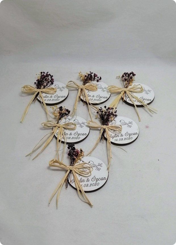 6 cm Süslü İsme özel Kuşlu Mdf Söz, Nişan Magnet