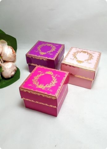 10 Lu (8x8x6 Cm) Baskılı Karton Kare Toptan Şeker Kutuları